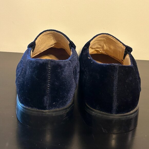 Mens GIORGIO BRUTINI Sz 11 Navy Blue Velvet Embossed Loafers Flats Shoes - Picture 4 of 8
